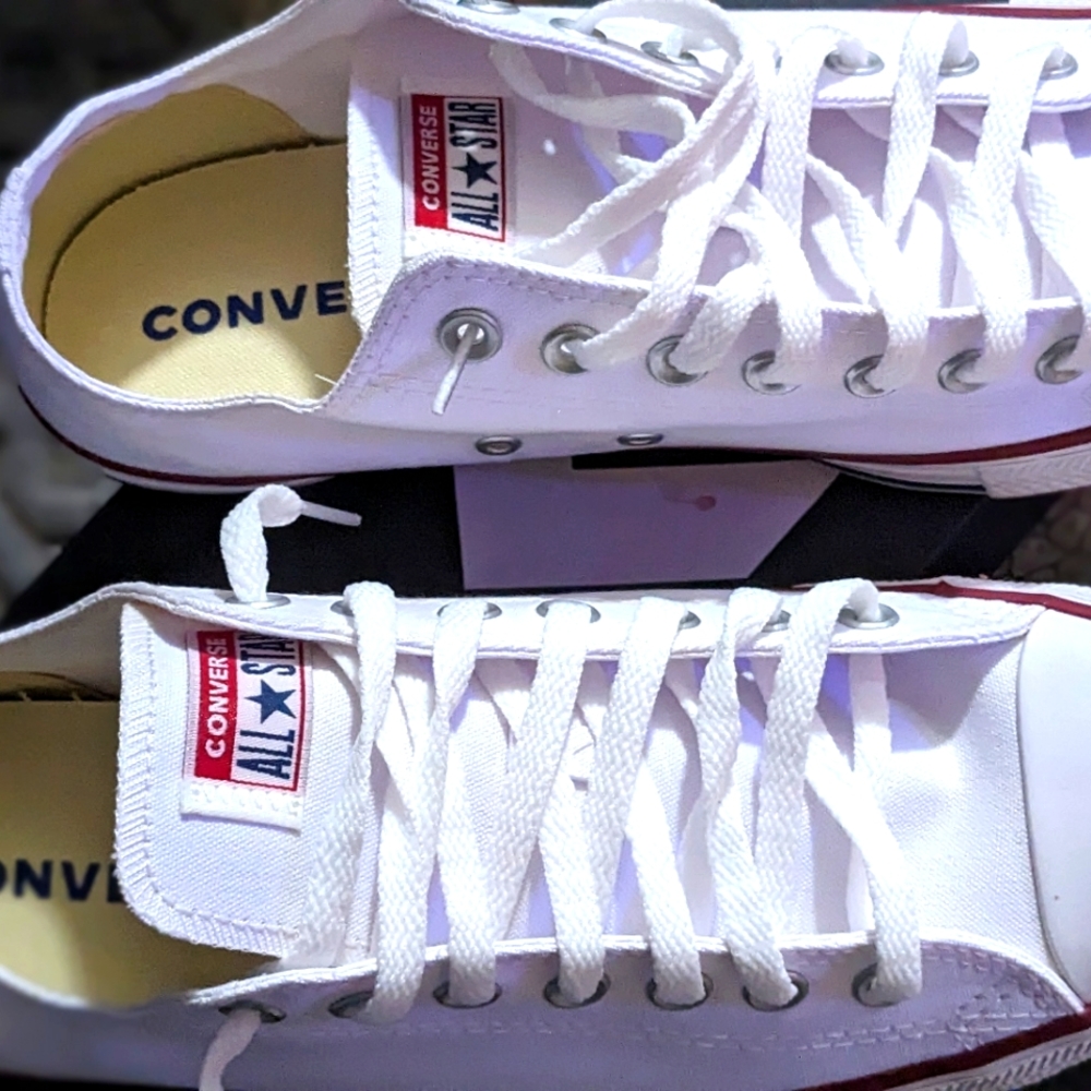 Men's White Converse, size 9. Brand new still in the box